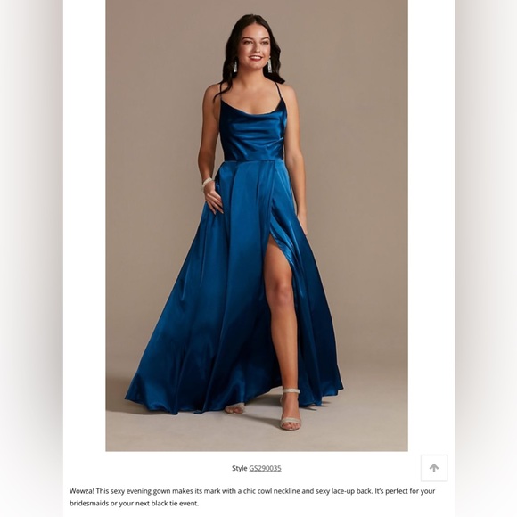David’s Bridal Elegant Blue Evening Gown - Picture 7 of 9